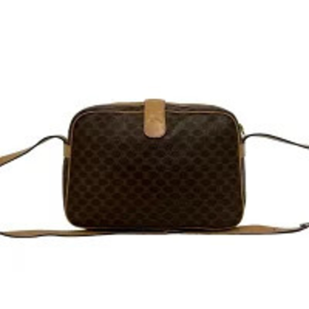 Celine Macadam Blazon Triomphe Leather Shoulder Bag Pouch Clutch Brown - Picture 3 of 10